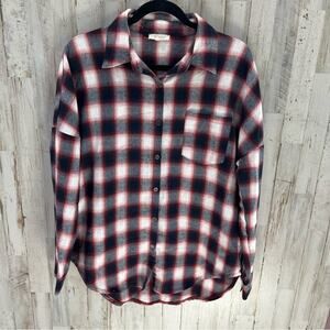 La Miel Red Plaid Pocket Button Front Flannel Shirt